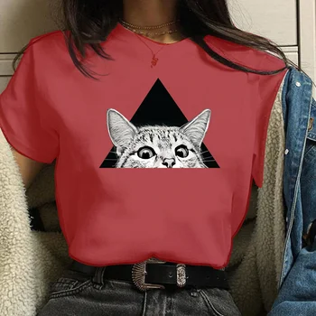 Kass Naine Prindi Harajuku Suvel Tshirts Vabaaja ümber Kaela Lühikese Slee Top Tee Särk TX00137