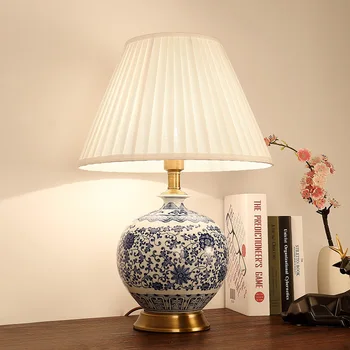 Keraamiline lauavalgusti öö lamp sinine tabel lambid magamistuba, elu tuba, magamistuba lamp, Vintage kodu kaunistamiseks WJ121221