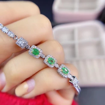KJJEAXCMY trahvi ehteid 925 sterling hõbe inkrusteeritud loomulik emerald naiste klassikaline luksus OL style pärl käevõru käe toetada avastada