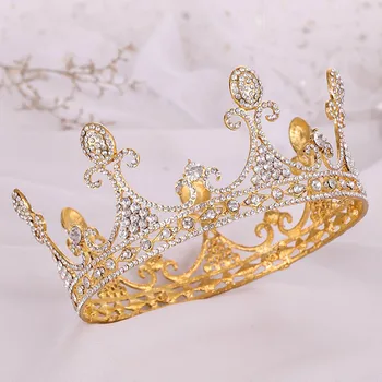 Kulla Värvi Rhinestone Tiaras ja Kroonid Printsess Võistlused Peapaelad Naiste jaoks Tüdrukud Ringi Võra Pruut Pulmad Juuksed Tarvikud