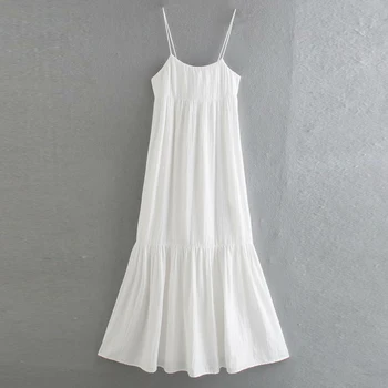KUMSVAG Naiste Suvel Elegantne Valge Kleit 2021 Spagetid Rihm Maha õla Elastne rind Naiste Mood Kleidid Vestidos WW6944