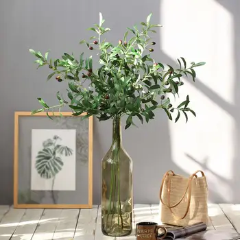 Kunstlik Euroopa Õlipuu Oksad oliiviõli, puu lehed home hotel pulm DIY teenetemärgi lilled taimede pärg leaf