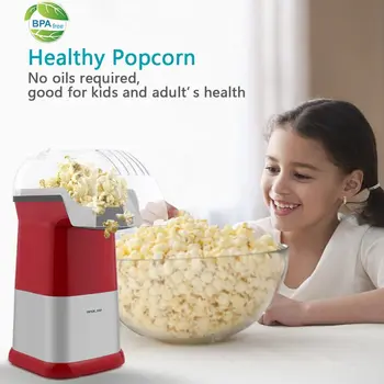 Kuuma Õhu Popcorni Trukid Kodu, 1200W Popcorn Tegija Masin Tervislik Suupiste, Nr Õli Vaja (Punane)