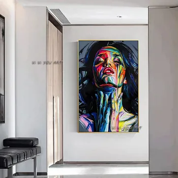 Käsitsi Maalitud Nägu õlimaal Francoise Nielly Stiilis Palett nuga Portree Lõuendile Maali Kunst Pildid elutuba Kodu