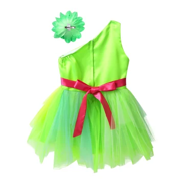 Lapsed Tüdrukud Varrukateta Läikivad Litrid 3D Flower Mesh Tutu Kleit Dancewear Kaasaegne Tants Salsa Tantsusaal Kostüüm Laste Konkurentsi