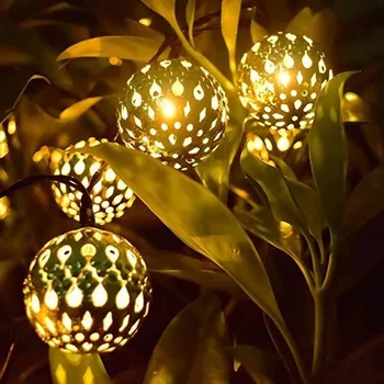 LED Maailma Haldjas Tuled Maroko Orb Hõbedane Metallist Kuulid String Tuled päikese 5/7/8M Holiday Partei Kaunistamine Jõuludeks