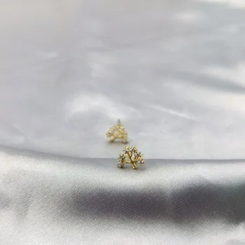 Loominguline Disain Shinning Kõrvarõngad Hõbedast Nõelad Istutatud 14-karaadisest Kullast Kõrvarõngad Tsirkoon Võlu Tüdruk Stiilne Mood Trahvi Jewellry Uus