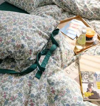 Magus romantiline roheline voodipesu komplekt,pastoraalne ühe topelt puuvillane twin täielik kuninganna Kuningas kodutekstiili bedsheet padjapüür tekk kate