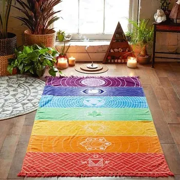 Meditatsiooni Jooga Vaipa Rätikud Mehhiko Tšakrad Tutt Triibuline Põranda Matt Tutt Tapestry 150cm70cm Värviline