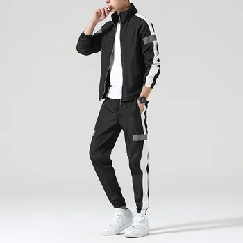 Mehi Spordirõivaste Komplekt Kevad Sügis Hupparit Set Mens Tracksuit Segast Hip-Hop Dressipluus+püksid Meeste Vabaaja Kaks Tükki Teele Ülikond