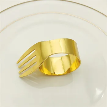 Metallist lihtne stiil kahvel üheksa-märk kuldne salvrätikuhoidja Lääne toidu laua sisustus kaunistused tabel etikett tarvikud