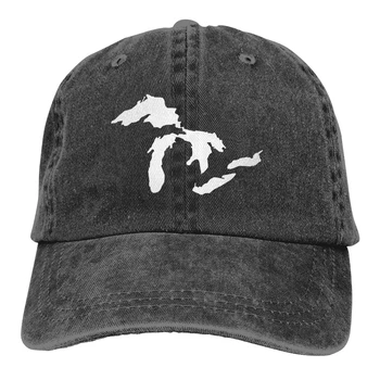 Michigan Järvede Riigi Kaart Müts Meestele Naiste Suvine Päike Müts Kalapüügi Baseball Cap