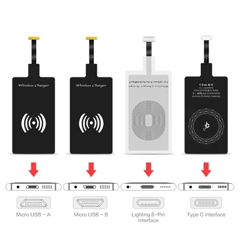 Micro-USB-C Tüüpi Universaalne Kiire Juhtmeta Laadija adapter Samsung huawei Jaoks iPhone, Android Qi Juhtmevaba Laadimine Vastuvõtja