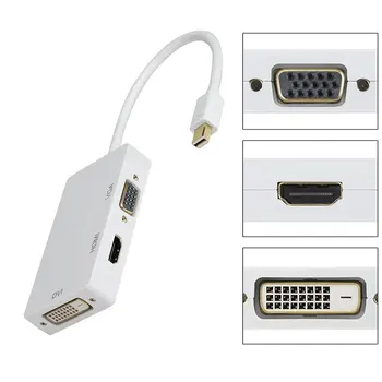 Mini DP-DisplayPort-HDMI-VGA-DVI-Adapter 3 in 1 Mini DP Kaabel Converter for Mac Book Pro Air Jälgida Mini DisplayPort Adapter