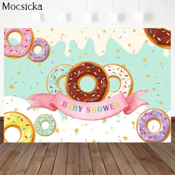 Mocsicka Sünnipäeva Taust Donut Foto Taust Teenetemärgi Esimese Sünnipäeva Fotograafia Banner