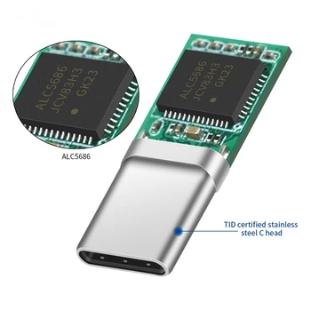 Monokristall-Vibreeriv ALC5686 Chip Type-C Adapter Kiire Laadimise Pistik 32Bit 384Khz Type-C-Pistik