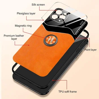 Nahast Magnet Telefon Case For iPhone 11 Pro Max XS-XR-X 8 7 6S 6 Plus SE 2020 12 Mini Metallist Rõngas Püsti Silikoon tagakaas