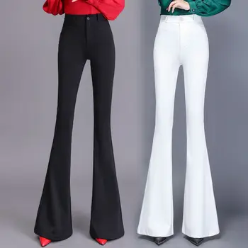 Naiste 2021 Kevad Sügis New Kõrge Vöökoht Põletatud Püksid Naiste Solid Color Slim Püksid Daamid Mood Pikad Vabaaja Püksid Q792