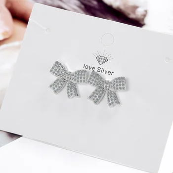 Naiste Mood Romantiline Bowknot Pulm Kõrvarõngad Läikiv Micro Crystal Kattega Liblikas Elegantne Pruudi Kõrva Augustamine Ehted