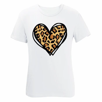 Naiste Mood Vabaaja Leopard Printida sõbrapäeva Armastus Kiri Prindi Lühikese Varrukaga T-Särk Top