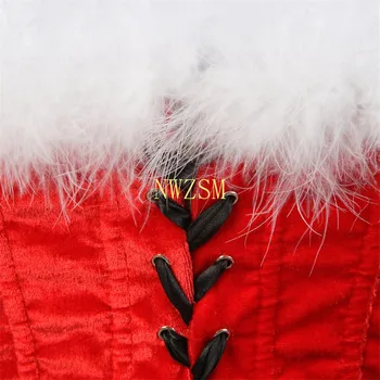 Naiste Sexy Christmas Kostüümid Santa Claus Korsett Top Overbust Punane Samet Bustier Bodyshaper Pesu Showgirl Riided S-2XL