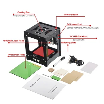 NEJE DK-8-MS Mini Laser Graveerimine Masin DIY Märgis Printer Graveerija Lõikamine 1500mW 405nm Laser Graveerija Masin