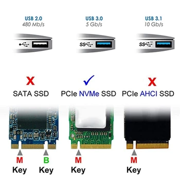 NVME USB Adapter M. 2 SSD-Tüüpi-Kaart, USB-3.1 Gen 2 Silla Kiip M2 SSD Võti M Windows XP/7/8/10 MAC OS