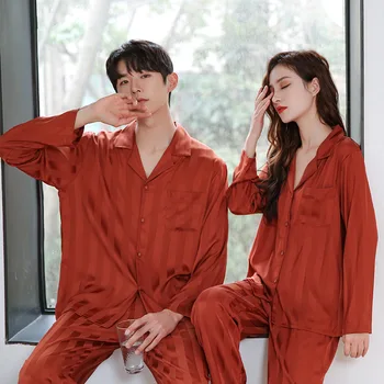 Paar Luksus Pajama Sobiks Roheline Satiin Pyjama Komplekti Sleepwear Pijama Öö Ülikond Meeste Ja Naiste Vabaaja Kodu Riided