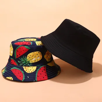Panama Kopp Mütsid Naised Mehed Pöörduvad Puuviljad Banaan, Arbuus Kirss Prindi Kalamees Müts Vabaaja Harajuku Hip-Hop Kopp Kork