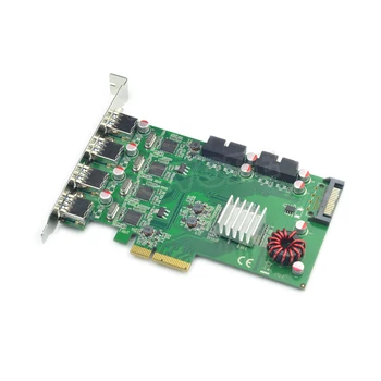 PCIE-kuni 8-Port USB 3.0 HUB PCI Express Expansion Card Adapter 20Gbps Super Speed 19-Pin Header Power Connector Lauaarvutid TK