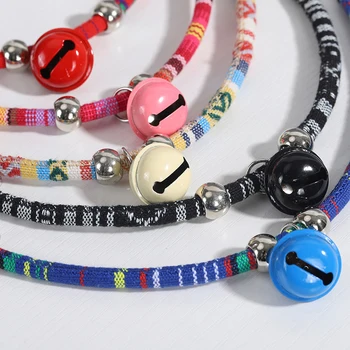 Personalized Cat Collar Bell Necklace Safety Reflective Nylon Custom Cat Collar Puppy Pet Collar