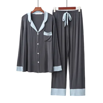 Pidžaama naine kevadel ja sügisel värvi kontrasti pullneck kampsun, korea väljaanne ülikond püksid pikkade varrukatega kodu riided