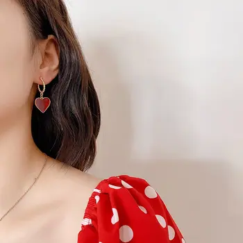 Punane Süda Tilk Kõrvarõngad Naistele Korea Pikad Kõrvarõngad 2020 Uued Ehted Elegantne Lihtne Pendientes