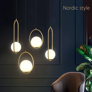 Põhjamaade LED Glass Ball Ripats Süttib Valgustus Industriel Rippus Lamp Läige Luxury Art Decor Ripats Lamp Köök põhjal Võistluskalendri