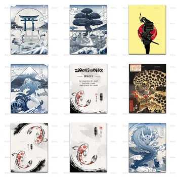 Põhjamaade Seina Art Jaapani Koi Kala Yin Yang,Sushi Cat,Geisha,Kinkaku Ji, Kyoto Vintage Prindib Plakat Modulaarne Pilte Elutuba