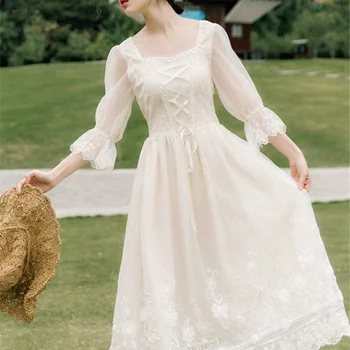 Retro Vintage Pikk Õhtu Kleidid Naistele prantsuse Stiilis Elegantne Disainer Haldjas Sifonki Pool Kleit Sügis Naiste Riided