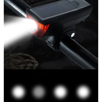 Sarv, Solar Powered USB Laetav 4 Režiimi Jalgratta Esitulede Ees Back Light & Bell c.klammerduvad Ratsutamine Ohutus Hoiatus