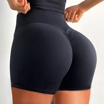 Seksikas hip-tõste kõrge-vöökohal voldid sport kolmveerand püksid fitness naiste läbilöök jooga püksid värviga hingavus