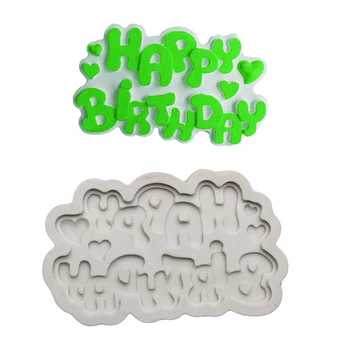 Silikoon Hallituse Tähestik Sünnipäevaks Kaardi Biskviit Fondant Candy Magustoit Jäätis Jelly Decor Tööriist