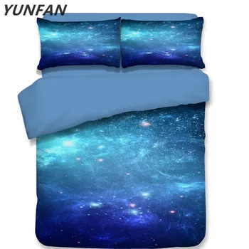 Sinine 3d star Galaxy voodipesu komplekt Bedspread 3tk tekikott kuningas kuninganna ühe double suurus Voodipesu lastele luksus bedclothes