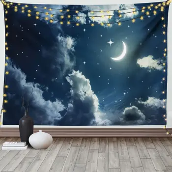 Star Vaip, Poolkuu Tähed Pilves Tähine Öö Moonlight Astronoomia Teema Seina Riputamise jaoks, Magamistuba, elutuba, Tuba Ühiselamus