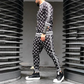 Streetwear väljas hip-hop mood meeste ülikond lukuga jope pluss meeste püksid brändi vabaaja 3D-printimine meeste riided
