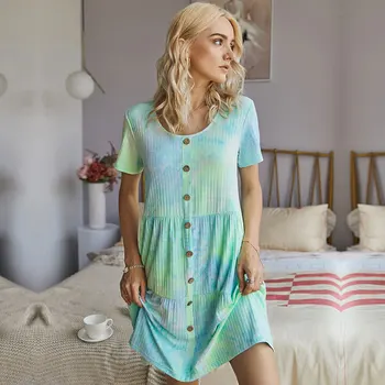 Suvel Daamid Mood Lips Värvi Naiste Kleit O-kaeluse Ühe Karavan Kõrge Vöökoht Põlve pikkusega Kleit 2021 Uus