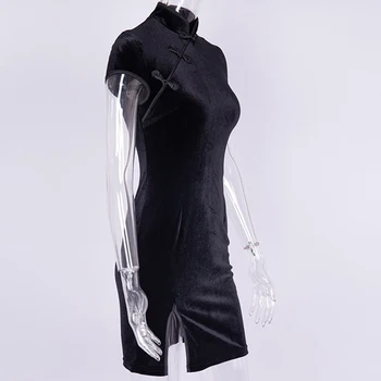 Suvel Hiina Stiilis Cheongsam Kleit Naiste Retro Vintage Lühikesed Varrukad Split Mini Kleit Traditsiooniliste Elegantne Daam