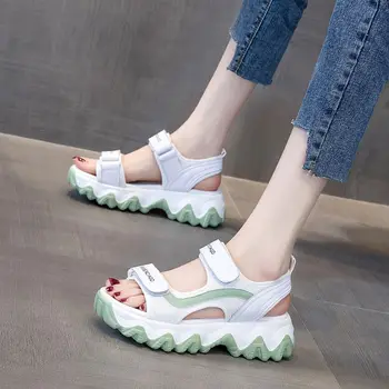 Suvel Paksu Sandaalid Naistele Velcro Platvorm Sandal Daamid Disainerid Vabaaja Kiilud Sandaalid Naine Brändi Rand Kingad