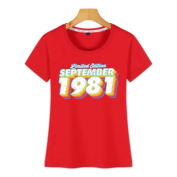 Tops T-Särk Naiste limited edition september 1981, O-Kaelus Vintage Print Naine Tshirt