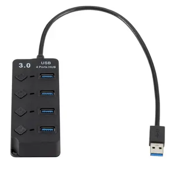 USB 3.0 Splitter 4-Port HUB Koos Võtmega Lülitit ülikiire andmeedastus 4 Port HUB, Must, Ilma Toide