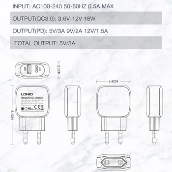 USB-Kiire Eest 18W PD QC3.0 Kiire Laadijad Lai Seadme 100-240V iPhone Xiaomi Telefon HuaWei Tahvelarvutit Laadija