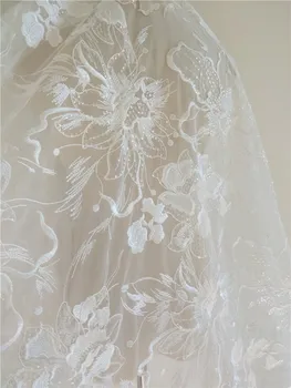 Uus high-end luksus ehitud tikandid 3D pits kangas pulm kleit DIY tarvikud käsitöö materjali kardin