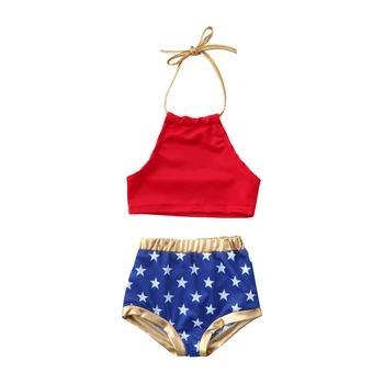 Uus Kuum Mood 2TK Suvel Lapsed, Beebi Tüdruk Supelrõivad Start Print Bikiinid Beachwear Suvel Ujumistrikoo trikoo
